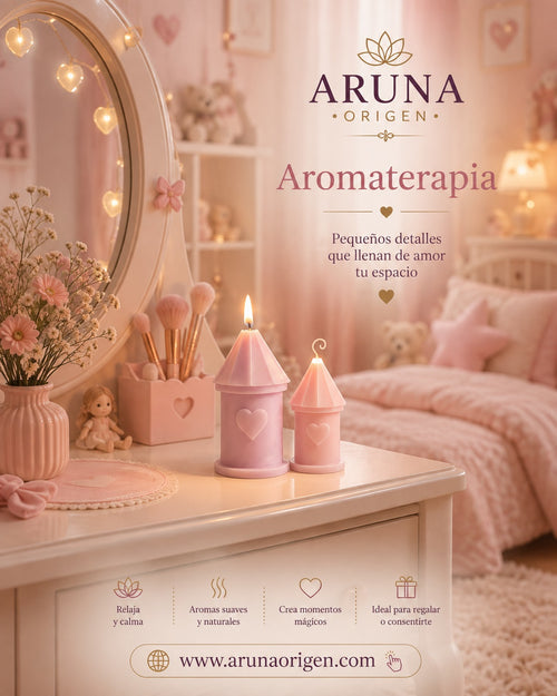 Juego de 3 velas decorativas rosa – oso y casas