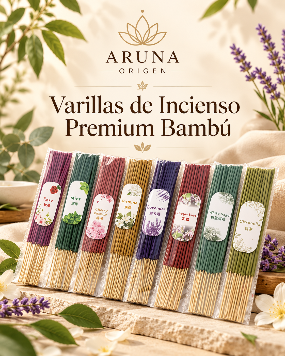 Varillas de incienso de Bambú Premium