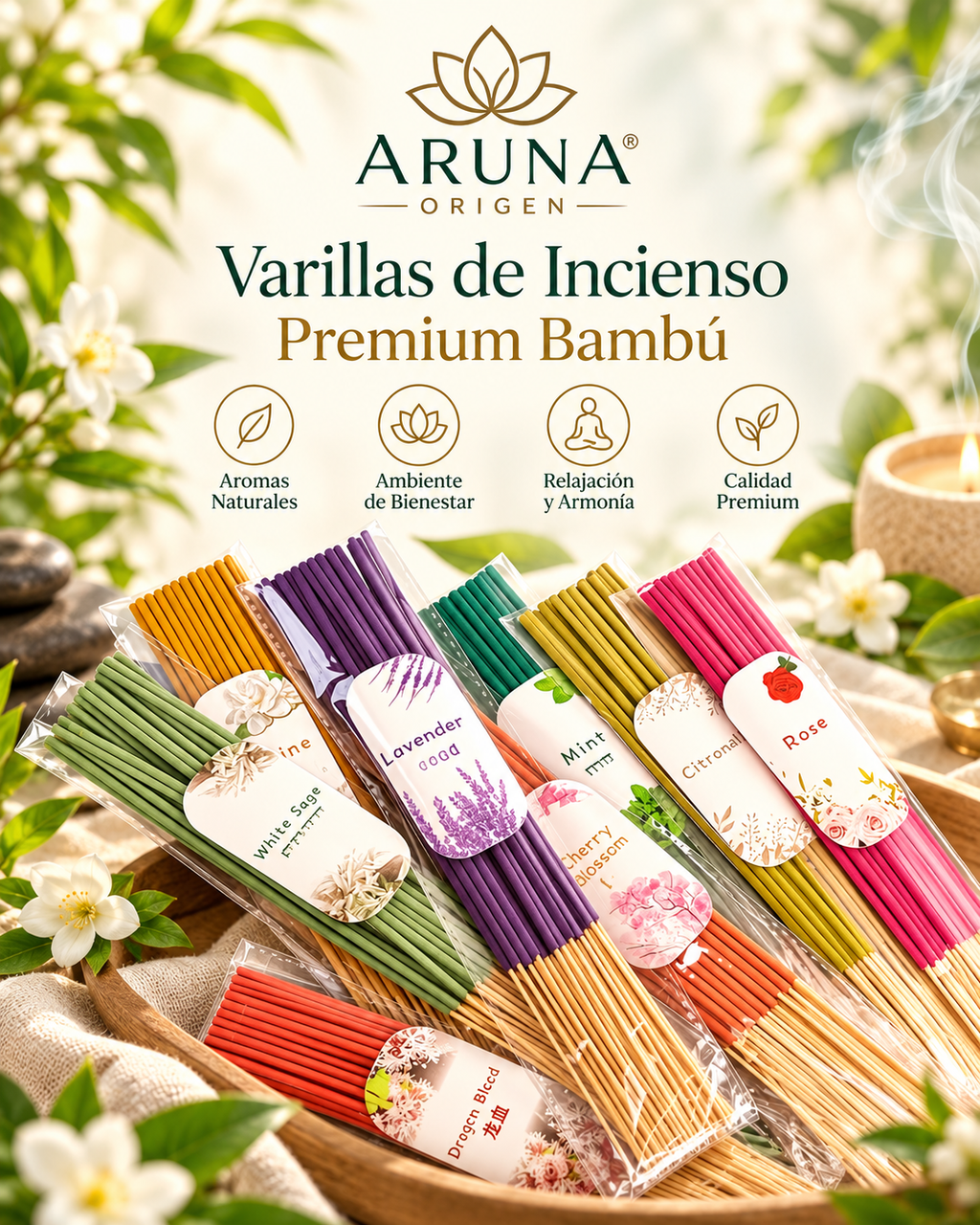 Varillas de incienso de Bambú Premium