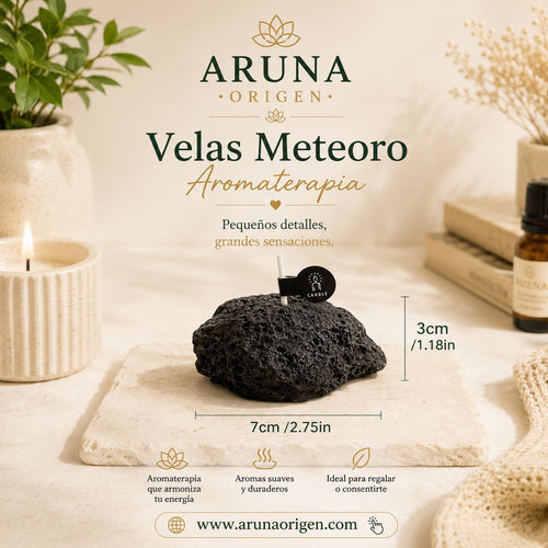 Juego de 3 velas en forma de piedra meteorito